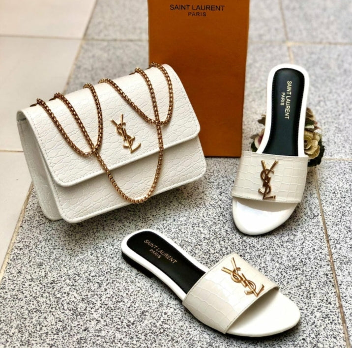 YSL Sleek branded chappal & hand bag with branded logo- perfect for everyday glam