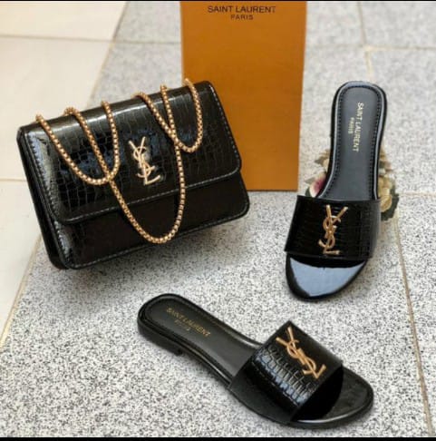 YSL Sleek branded chappal & hand bag with branded logo- perfect for everyday glam