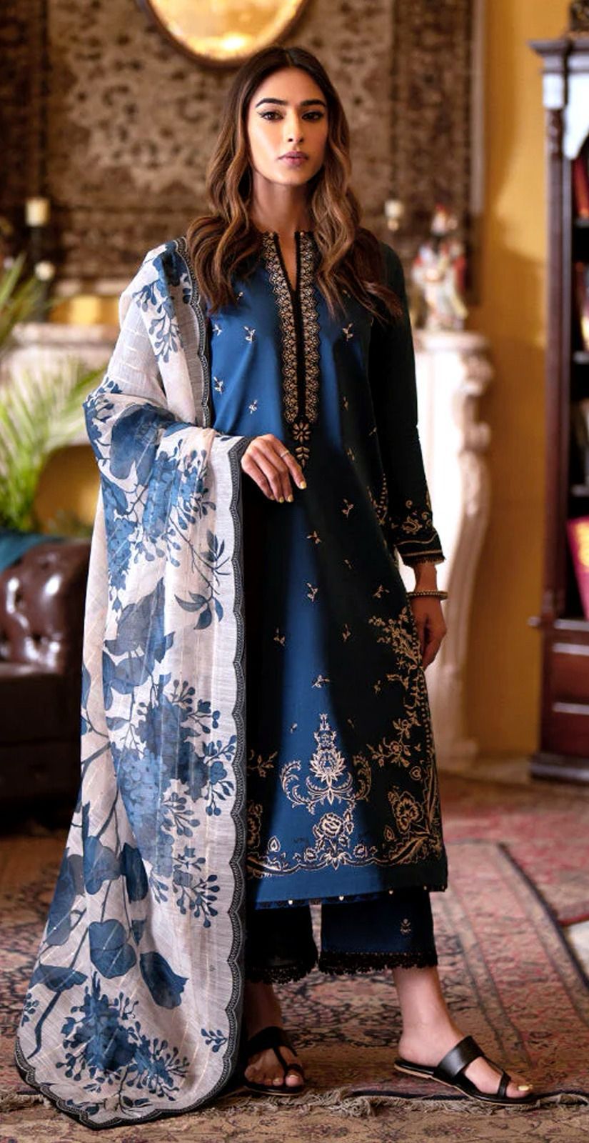 Maria B Signature Lawn Suit – Embroidered  | Clearance Deal